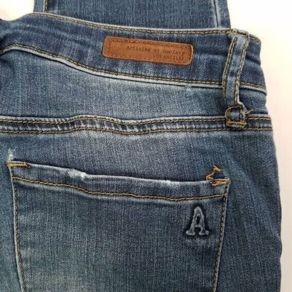 Articles of Society Womens Janis Skinny Jeans Size 26 Distressed Ripped Knee - Picture 3 of 10